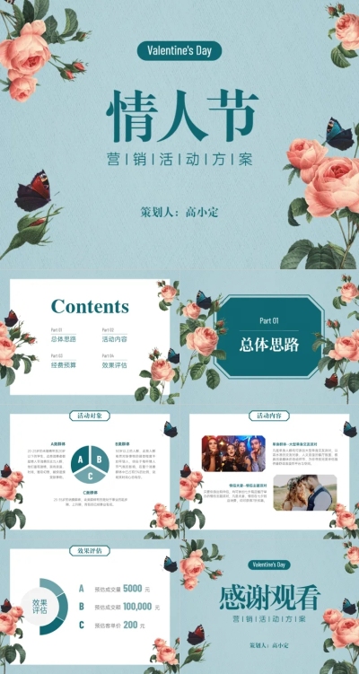 复古风情人节营销活动PPT