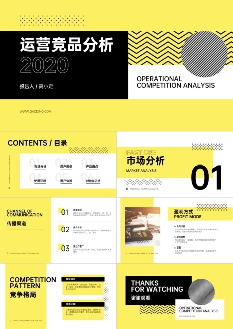 时尚风运营竞品分析PPT预览效果