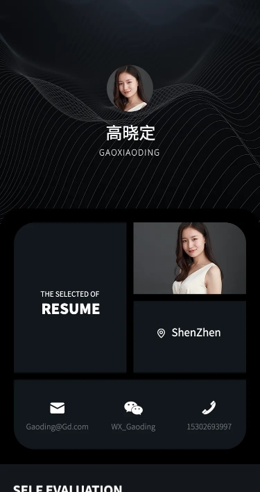 时尚暗黑UI设计通用简历h5