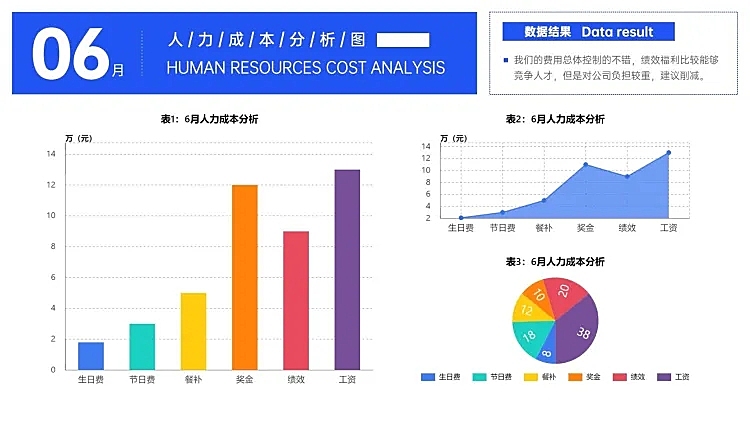 简约HR通用人力成本分析图表PPT图文页