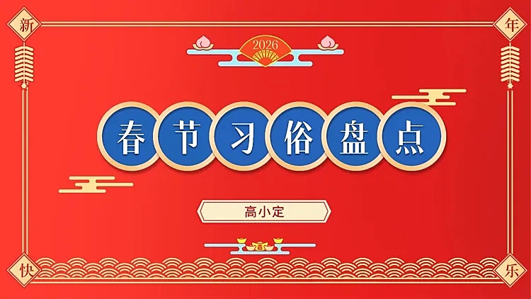 春节习俗盘点PPT封面
