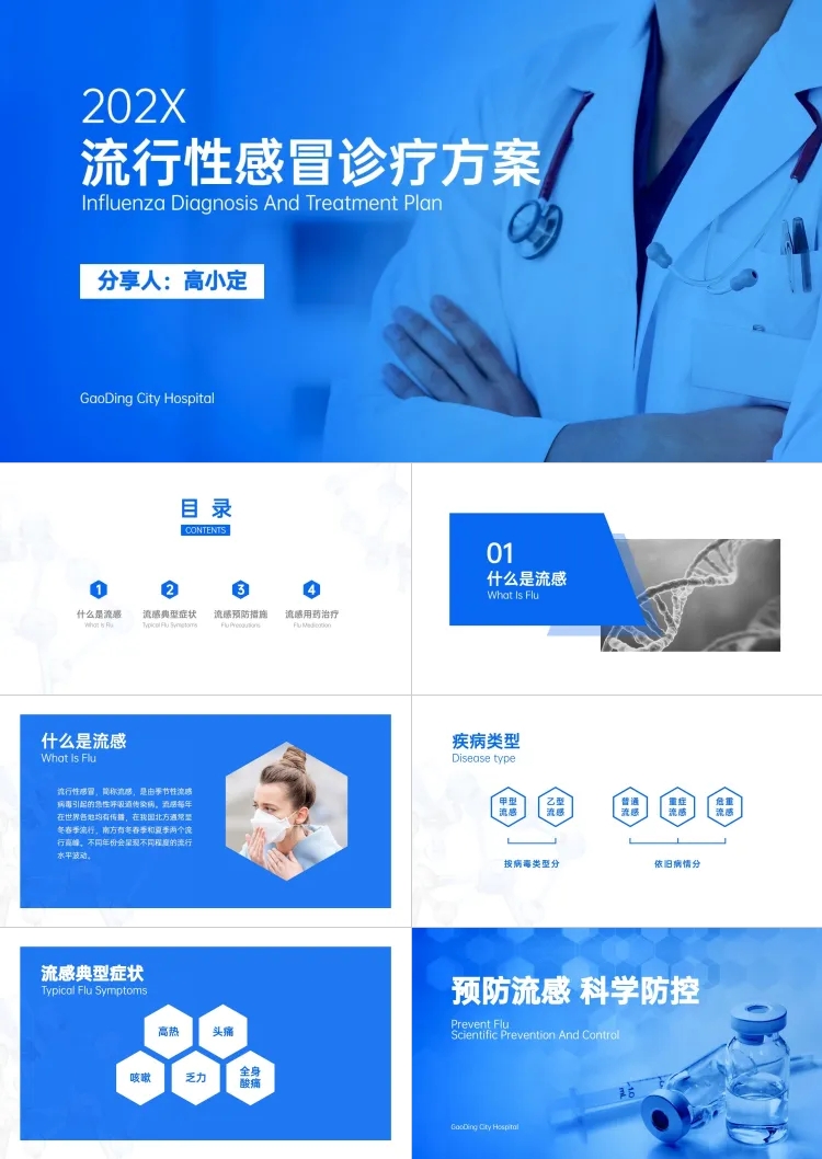新型肺炎医疗预防方案PPT预览效果