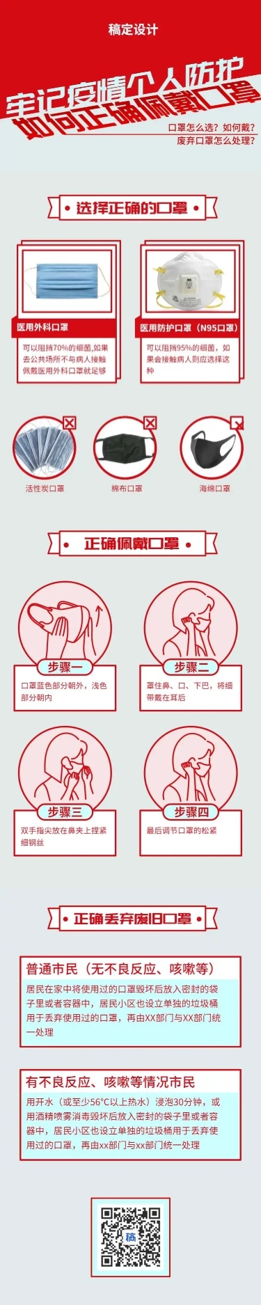口罩科普宣传医疗健康文章长图