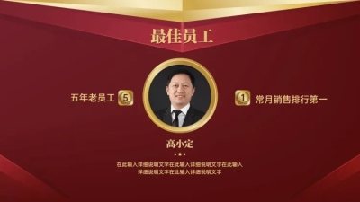 红金最佳员工荣誉证书PPT图文页