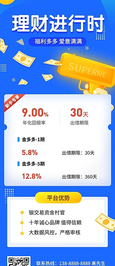 金融保险理财进行时贷款产品长图海报