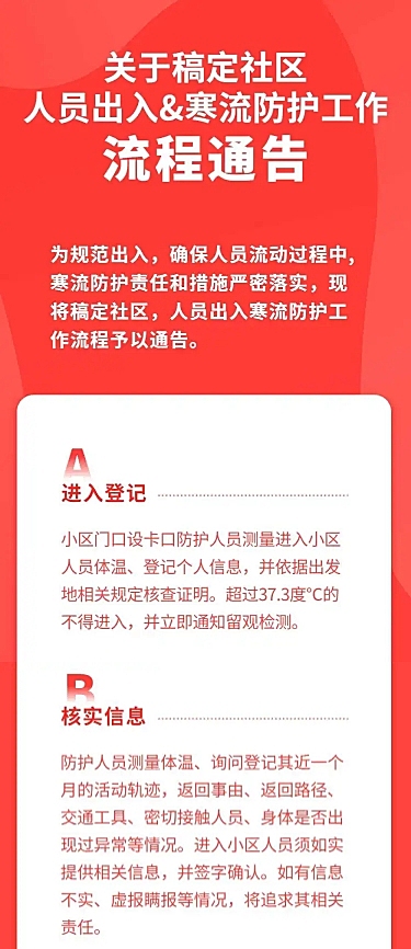 社区防护医疗健康流程通告文章长图