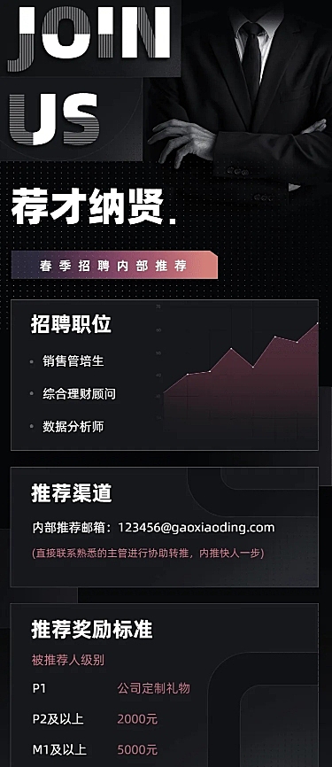 金融保险荐才纳贤内推商务风长图海报