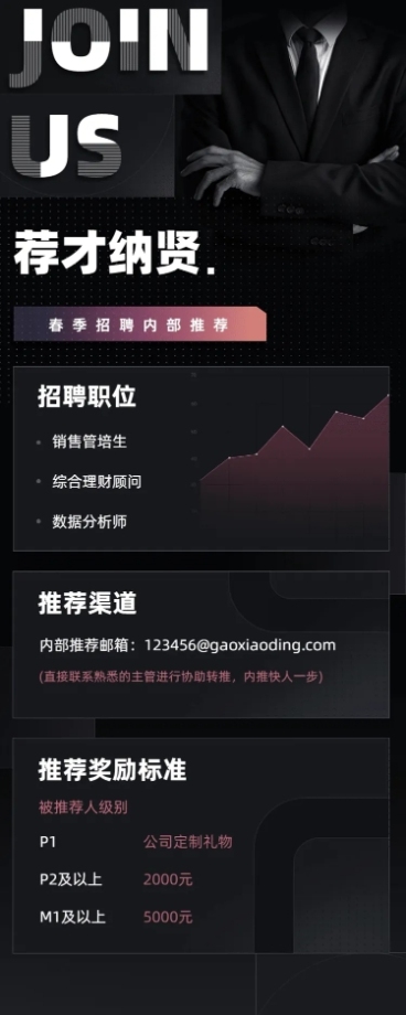 金融保险荐才纳贤内推商务风长图海报预览效果