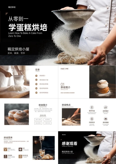 蛋糕面包烘焙学习培训教程PPT预览效果