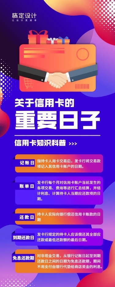 金融保险关于信用卡的重要日子知识科普海报