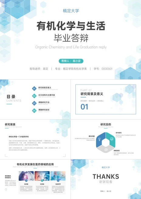 化学理科毕业论文答辩PPT预览效果