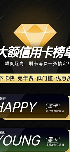 金融保险大额信用卡推荐榜单长图海报