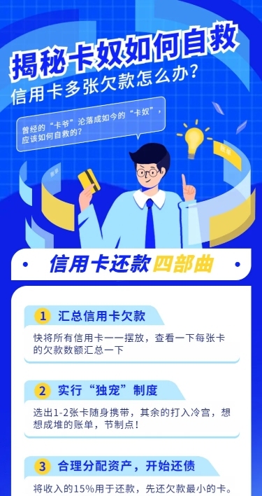 金融保险揭秘卡奴如何自救理财知识科普海报