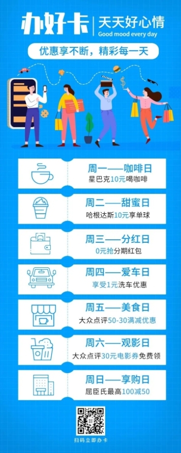 金融保险信用卡七日福利产品营销海报预览效果