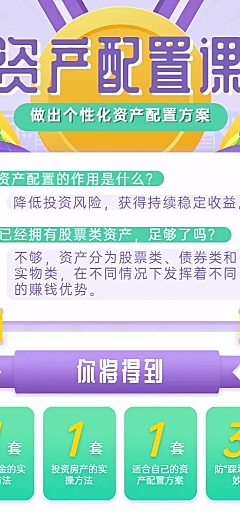 金融保险资产配置课简约排版课程长图海报
