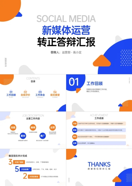 互联网运营转正答辩述职汇报PPT预览效果