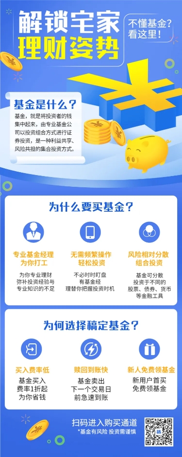 金融保险解锁基金理财姿势知识科普长图海报