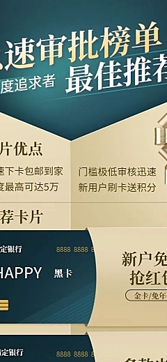 金融保险信用卡极速审批榜单产品营销海报