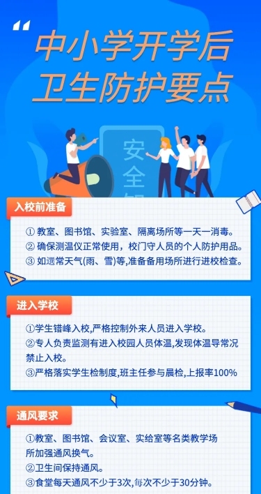 中小学开学防疫重点长图海报