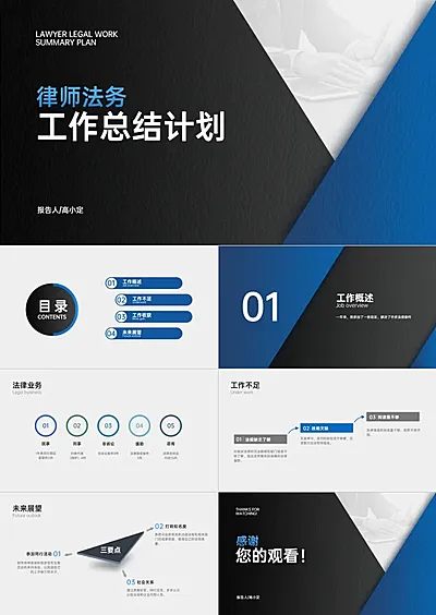 高端商务律师法务工作总结计划PPT