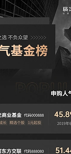 金融保险人气基金推荐榜单商务长图海报