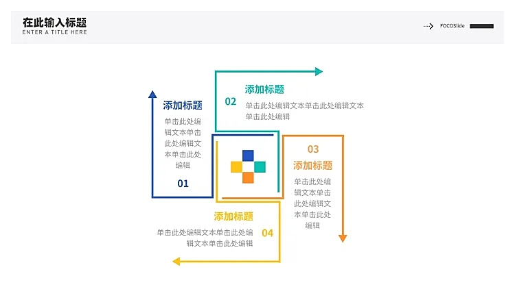 发散汇聚关系4项PPT图文页