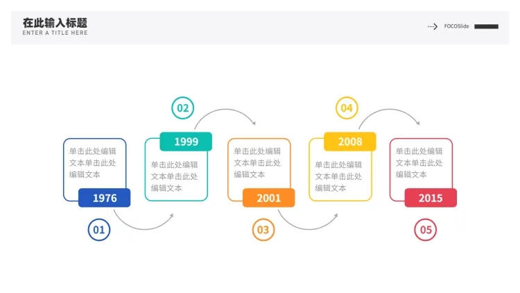 流程关系5项PPT图文页