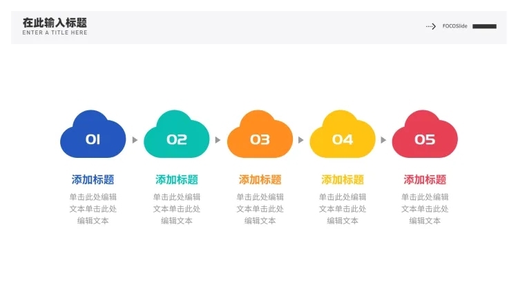 流程关系并列关系5项PPT图文页预览效果
