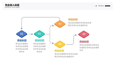 流程关系4项PPT图文页