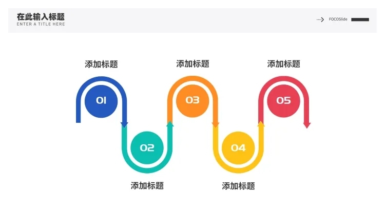 流程关系5项PPT图文页预览效果