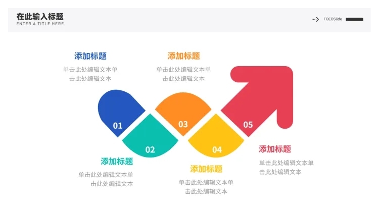 流程关系5项PPT图文页预览效果