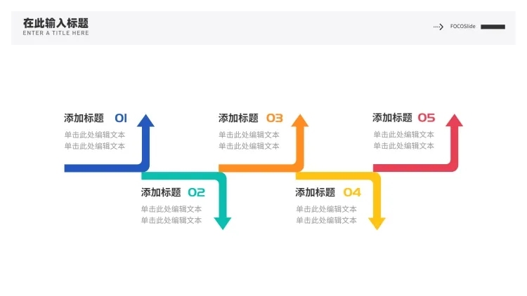 流程关系5项PPT图文页预览效果