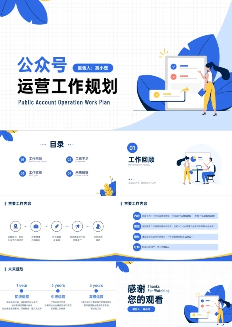 公众号运营工作总结计划PPT预览效果