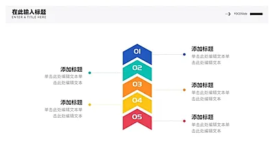 递进关系5项PPT图文页