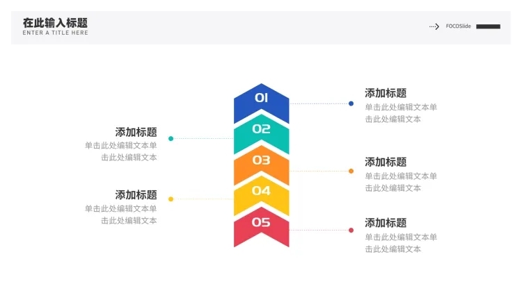 递进关系5项PPT图文页预览效果