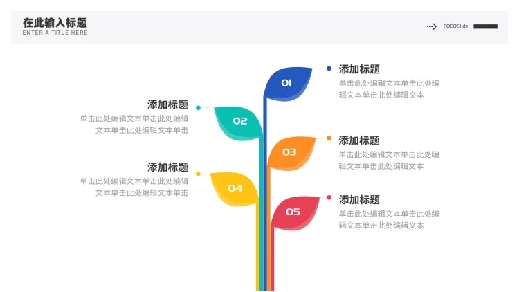 并列关系5项PPT图文页预览效果