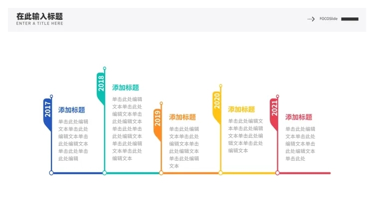 流程时间轴5项PPT内容页预览效果