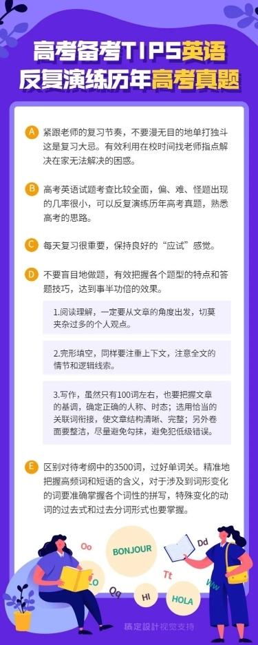 高考备考知识tips英语长图海报