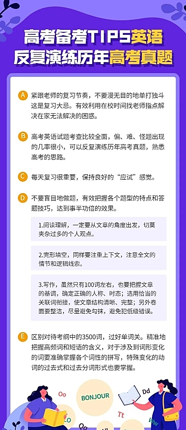 高考备考知识tips英语长图海报