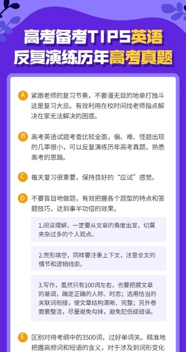 高考备考知识tips英语长图海报
