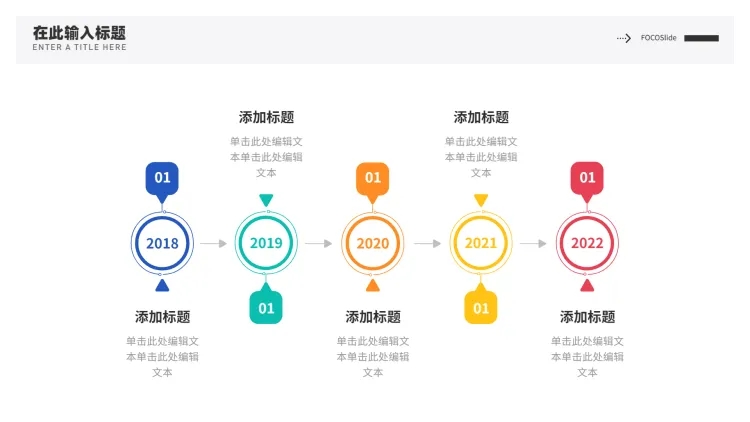 流程时间轴5项PPT内容页预览效果