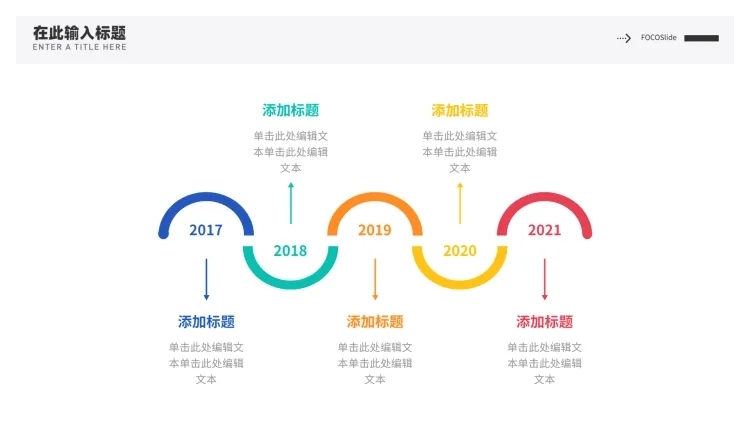 流程时间轴5项PPT内容页预览效果