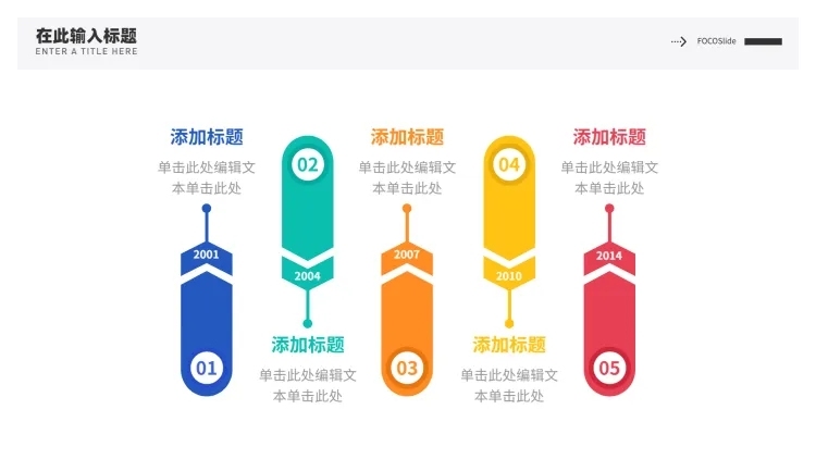 流程时间轴5项PPT内容页预览效果