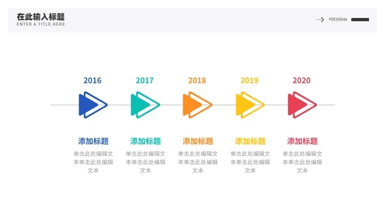 流程时间轴5项PPT内容页预览效果
