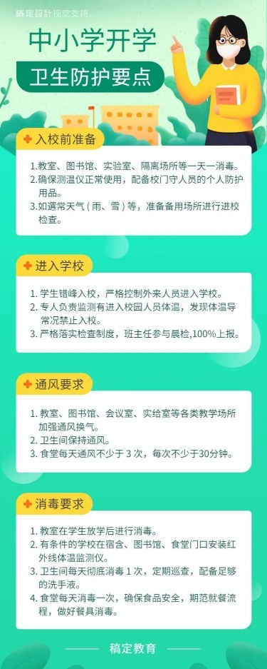 中小学开学防疫重点长图海报