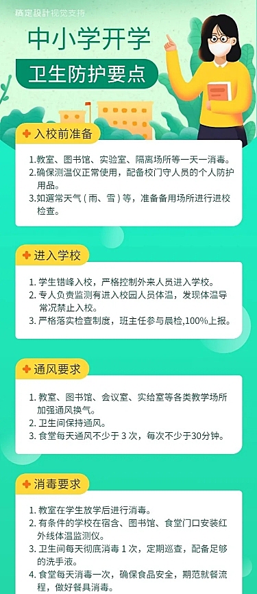 中小学开学防疫重点长图海报