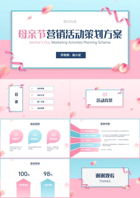 母亲节活动策划推广活动方案PPT预览效果