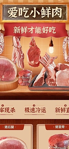 生鲜零售肉类促销长图海报