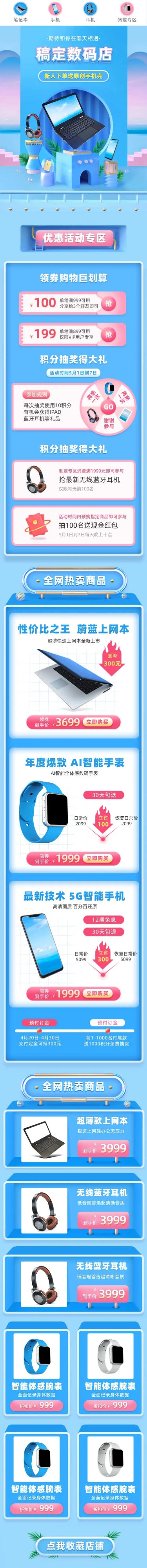 点击进入编辑 3C数码C4D店铺首页预览效果