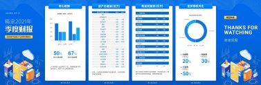 H5翻页蓝色科技插画季度财报